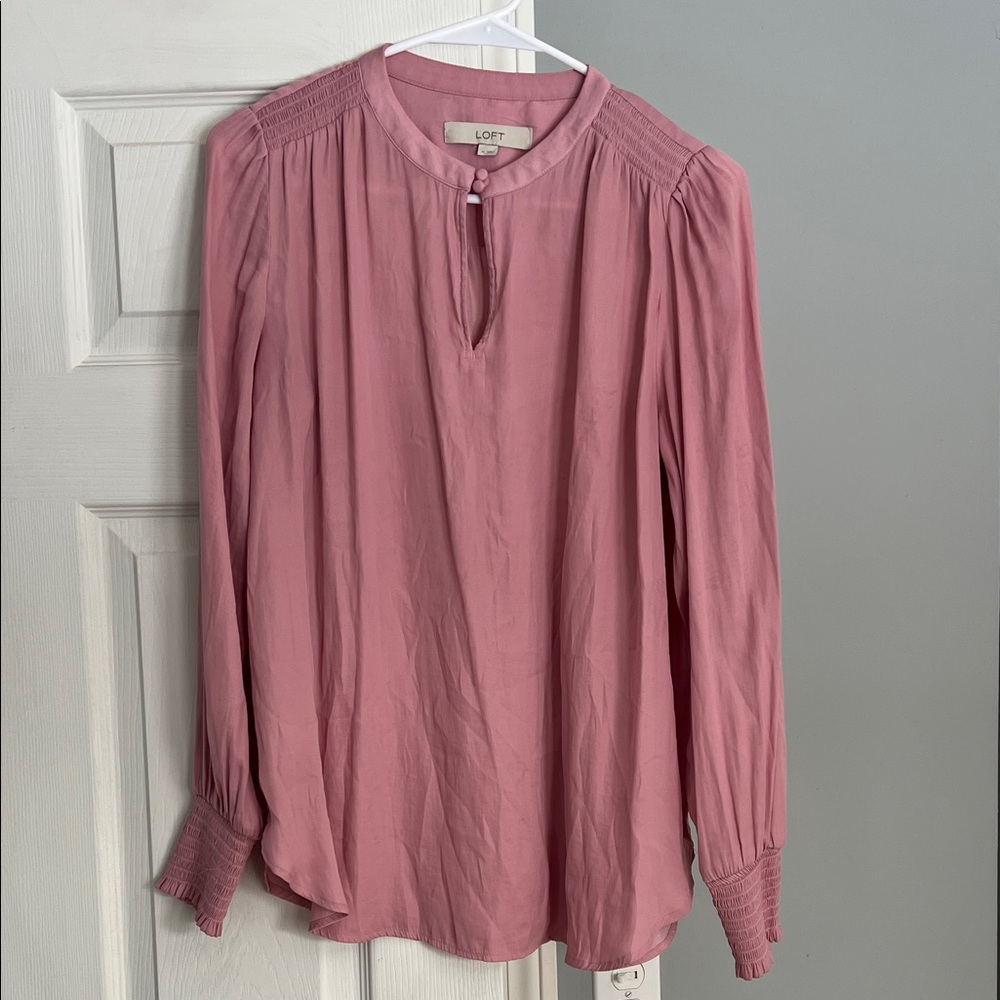 LOFT Dusty Rose Long Sleeve Blouse